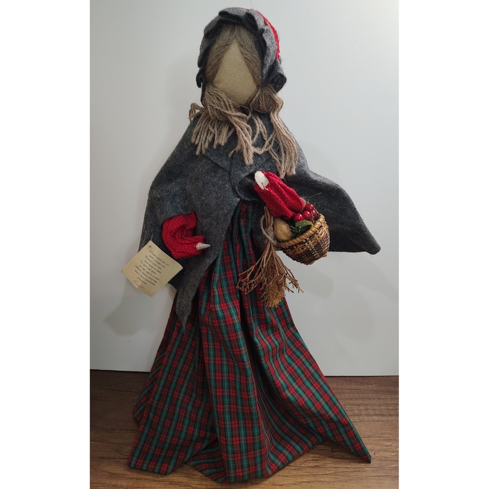 Vintage Pine Baroness Handcrafted Colonial Style Doll Seamstress Folk Art